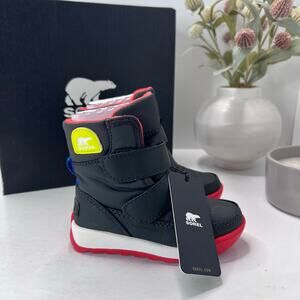 Sorel Whitney II Strap Waterproof Boot Black NV3919-093 Unisex Toddler 6 NWB